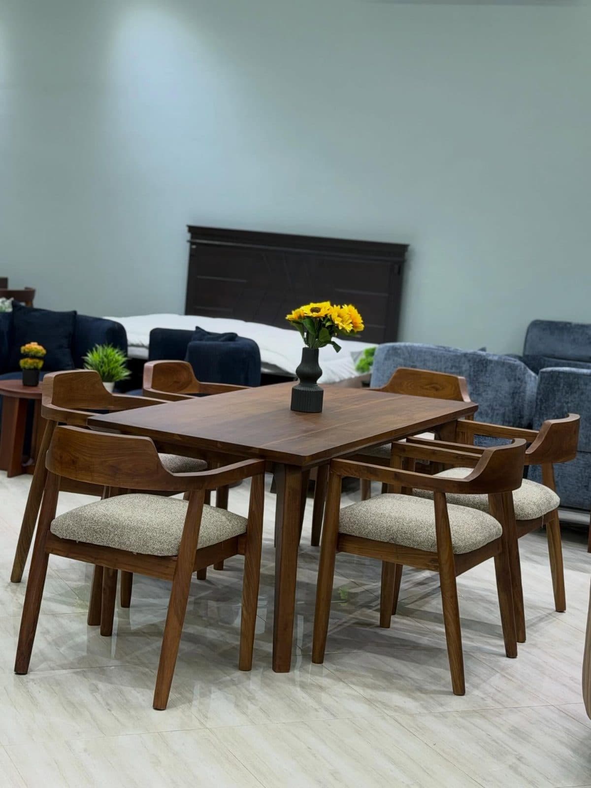 Japandi 6-Seater Solid Hardwood Dining Table Set