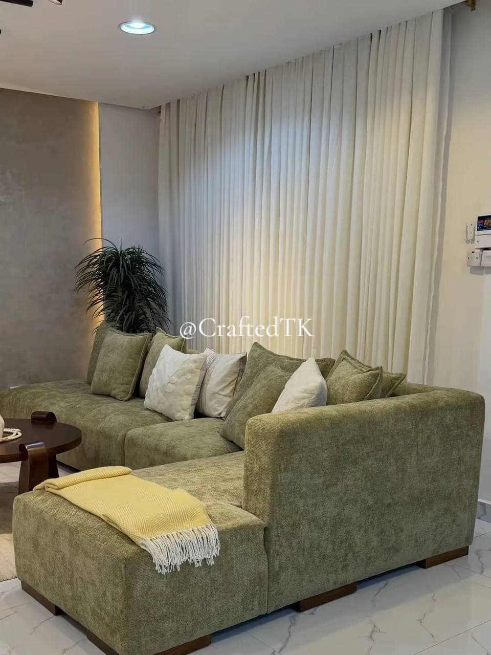 Olive Corner Sofa with Ottoman